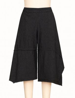 Black Raw-Edge Asymmetrical Midi Skirt