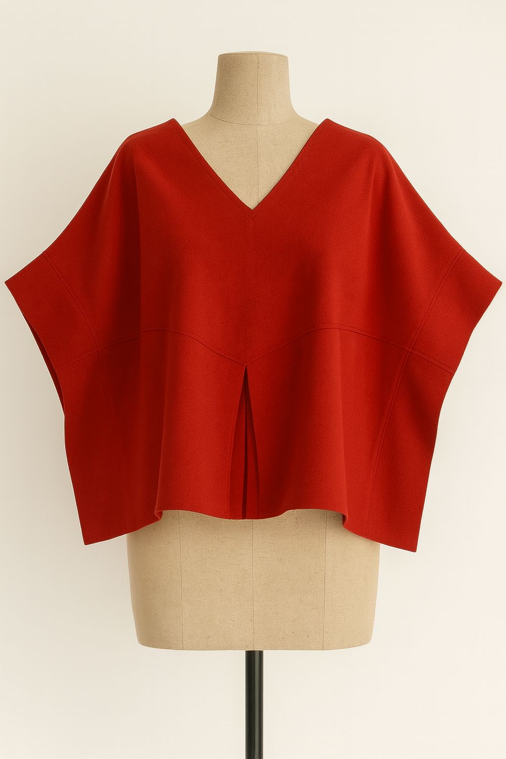 Red Oversized V-Neck Boxy Top