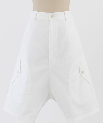 White Drop-Crotch Cargo Pants