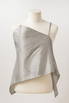 Silver Asymmetrical Draped Top