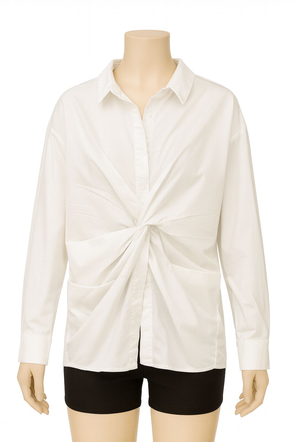 White Twisted-Front Shirt
