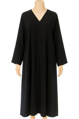 Black Minimalist Sheer-Panel Abaya