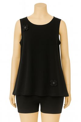 Black Sleeveless Layered Top