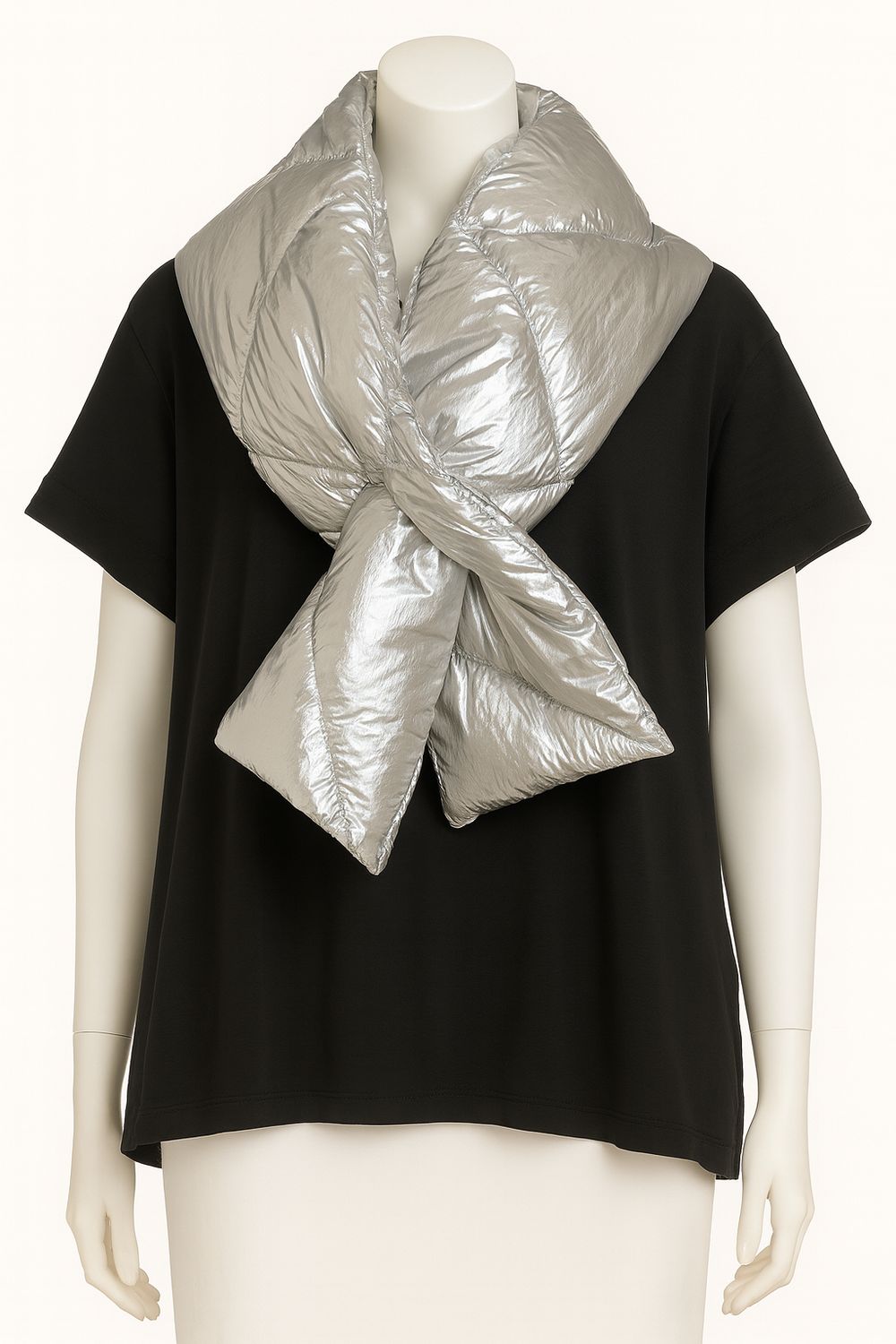 Silver Quilted Puffer Scarf