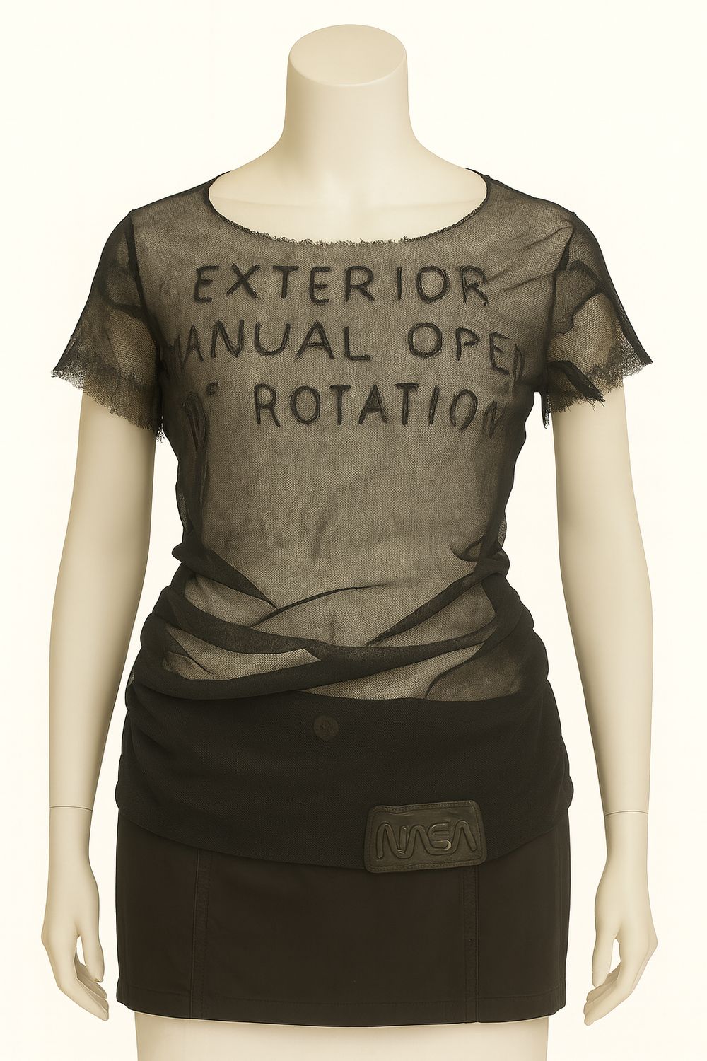 Sheer Embroidered Graphic Mesh Top