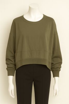 Olive Asymmetric Hem Sweatshirt