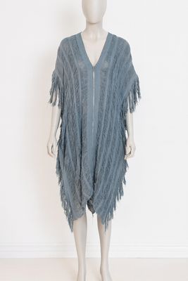 Textured Grey Fringed Kaftan