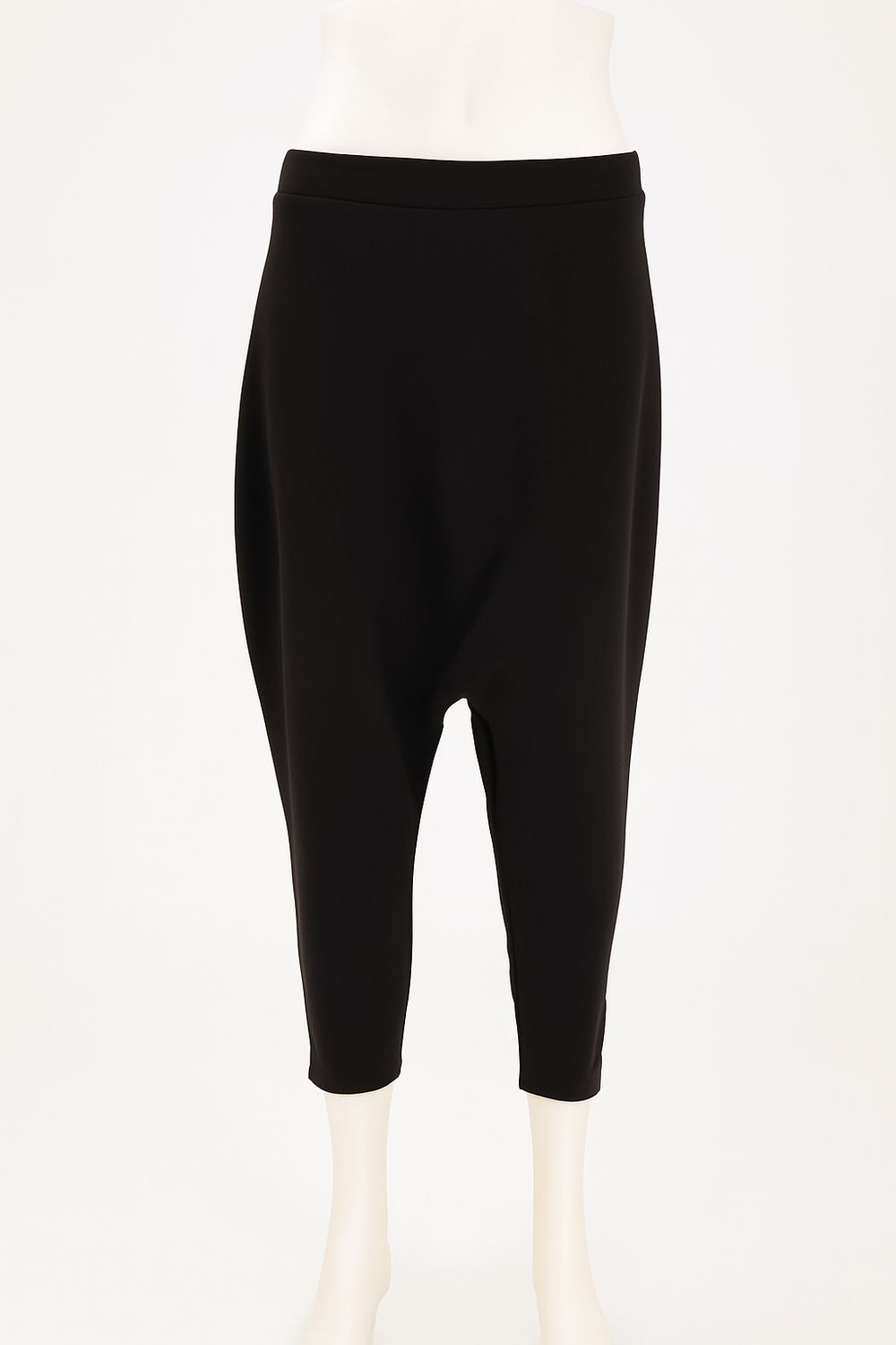 Black Drop-Crotch Stretch Pants