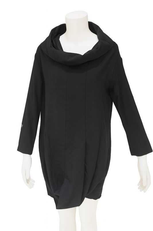Black Draped Hooded Tunic