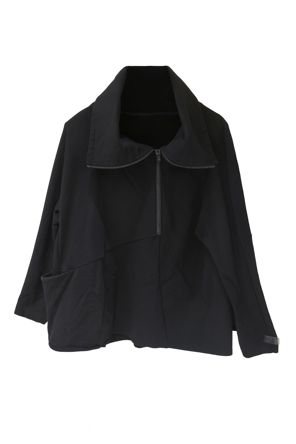 Black High-Collar Zip Top