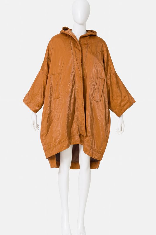 Metallic Bronze Oversized Hooded Coat