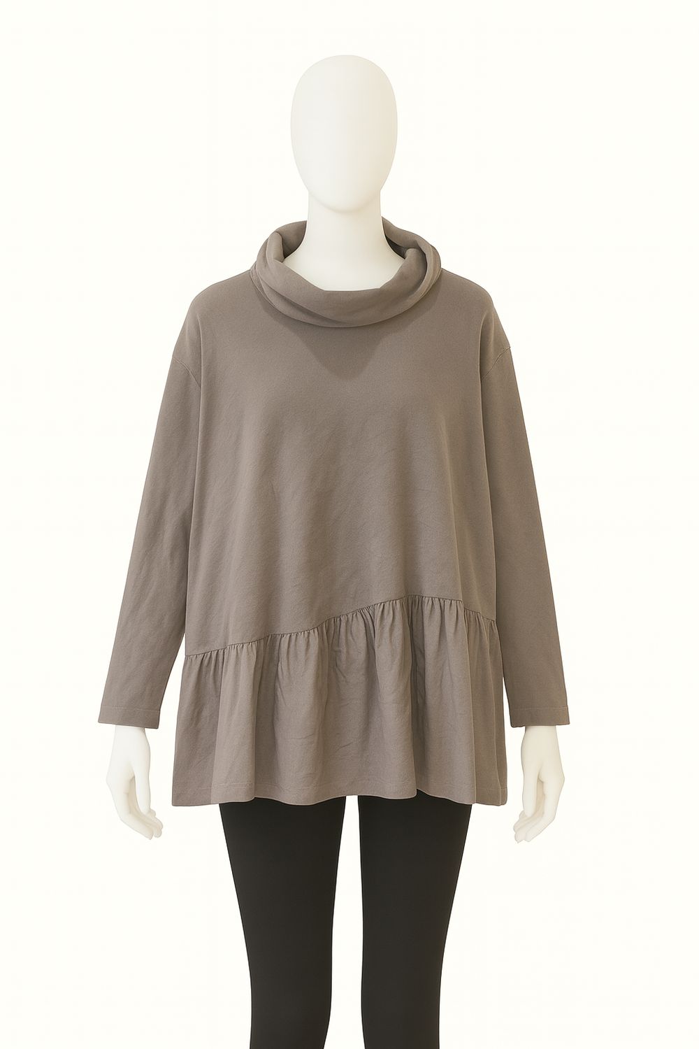 Grey Layered Cowl-Neck Tunic
