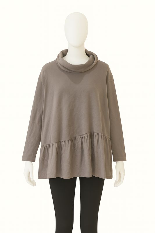Grey Layered Cowl-Neck Tunic
