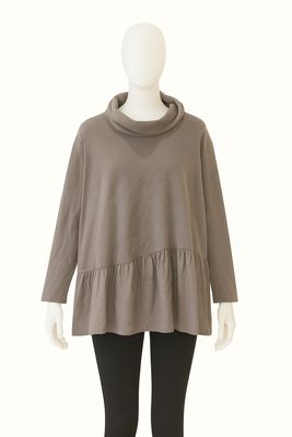 Grey Layered Cowl-Neck Tunic