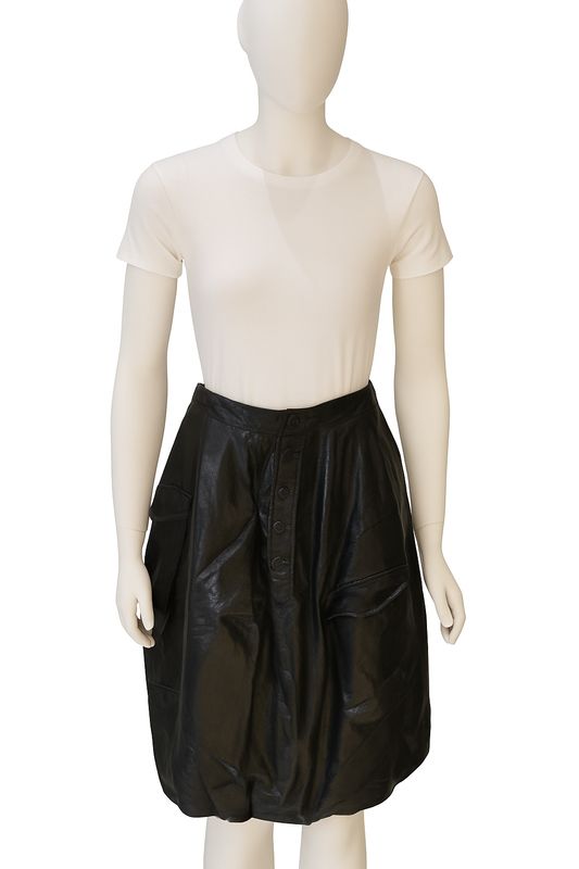 Shiny Black Cargo Skirt