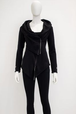 Draped Zip-Up Jacket with Hood