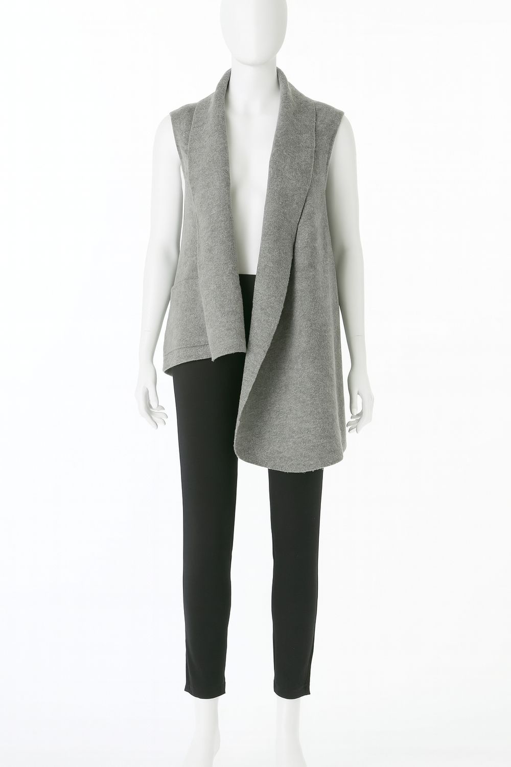 Grey Wool-Blend Asymmetric Vest