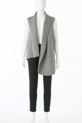 Grey Wool-Blend Asymmetric Vest