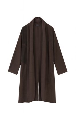 Wool-Blend Open Front Cardigan Coat