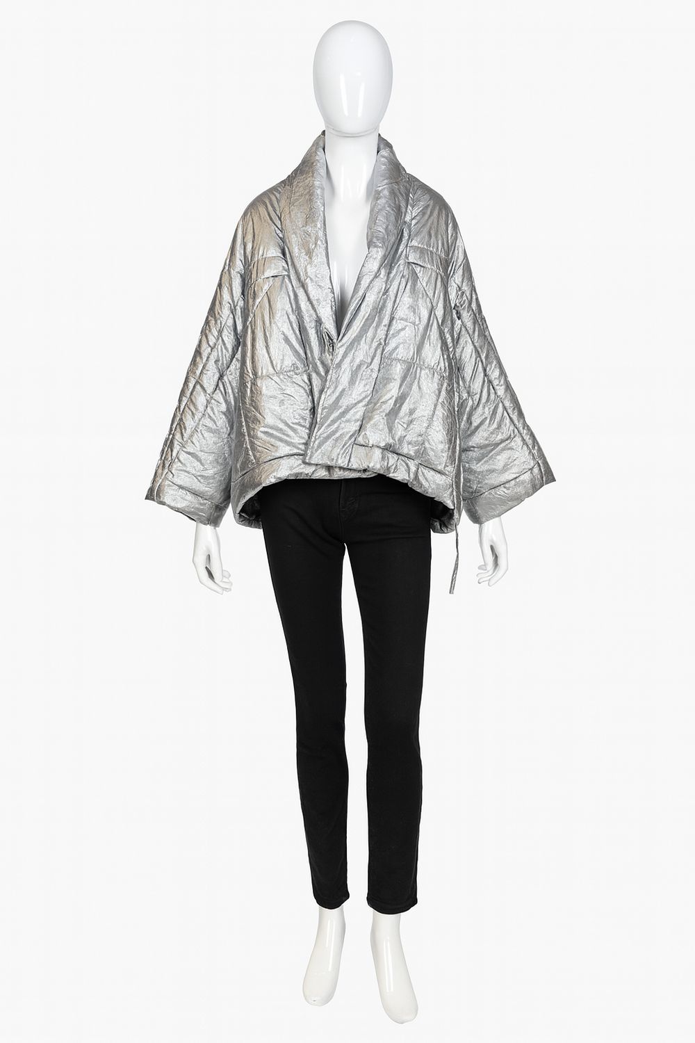 Metallic Silver Oversized Puffer Jacket