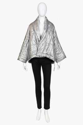 Metallic Silver Oversized Puffer Jacket