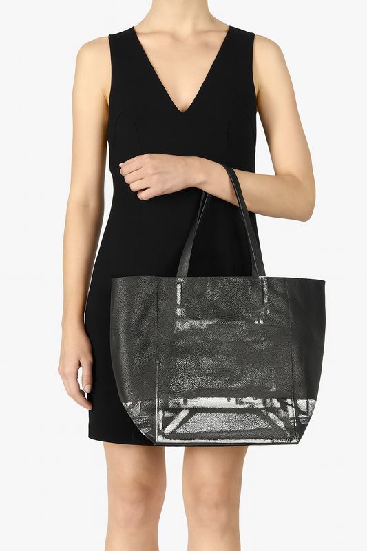 Abstract Textured Leather Tote Bag