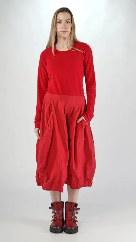 Voluminous Midi Skirt with Structured Draping