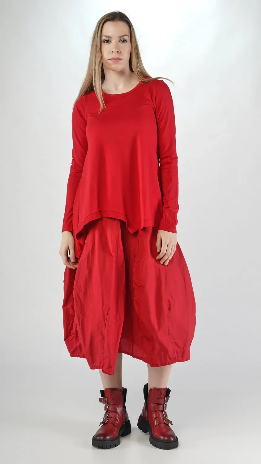 Flowy Asymmetric Long Sleeve Jersey Top in Dark Grey