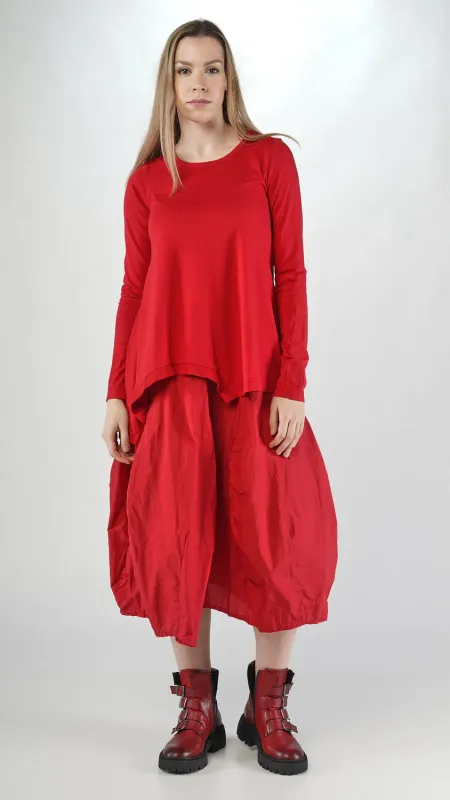 Flowy Asymmetric Long Sleeve Jersey Top in Dark Grey