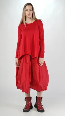 Flowy Asymmetric Long Sleeve Jersey Top in Dark Grey