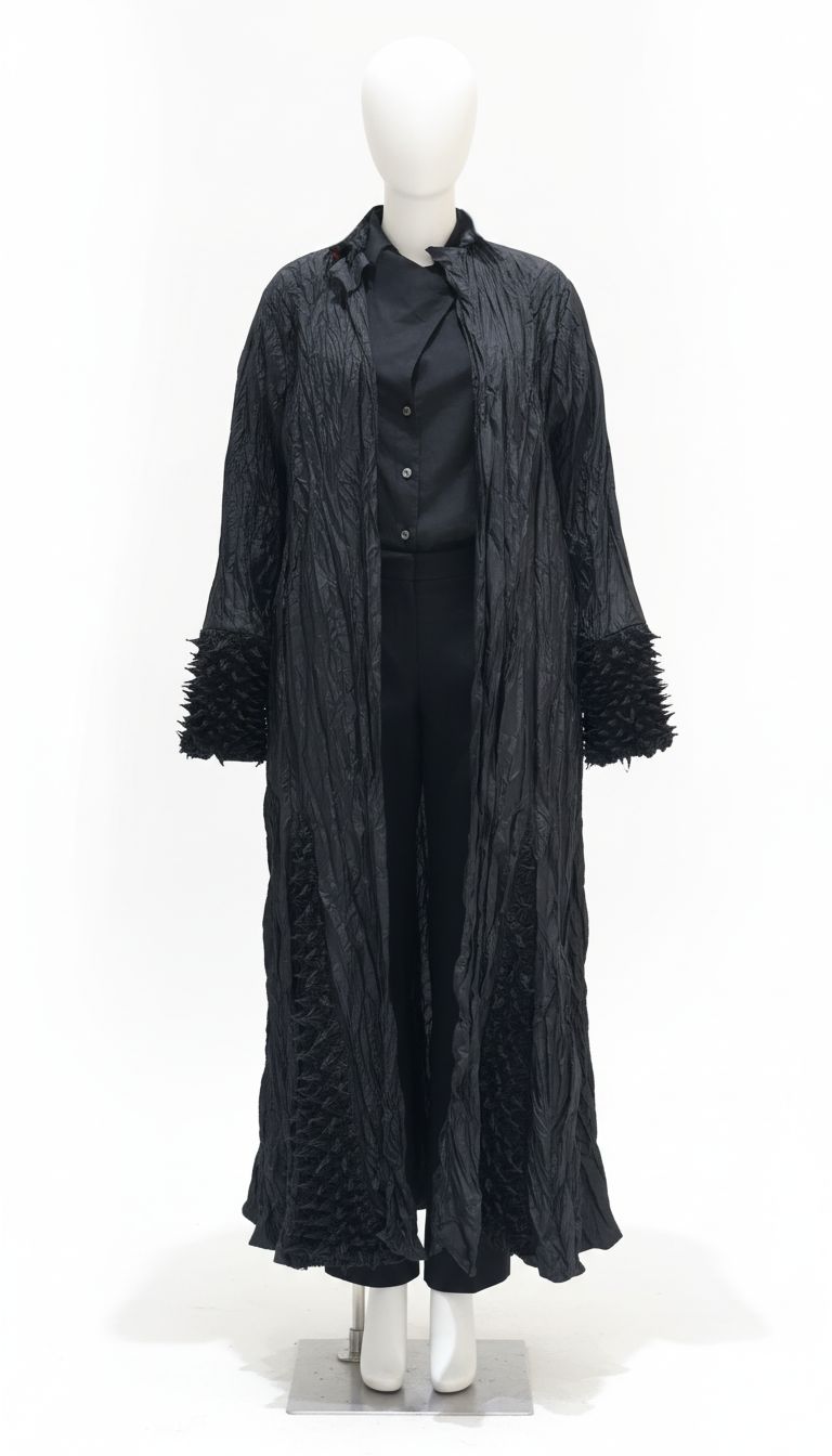 Sculpted Crinkle Texture Black Abaya
