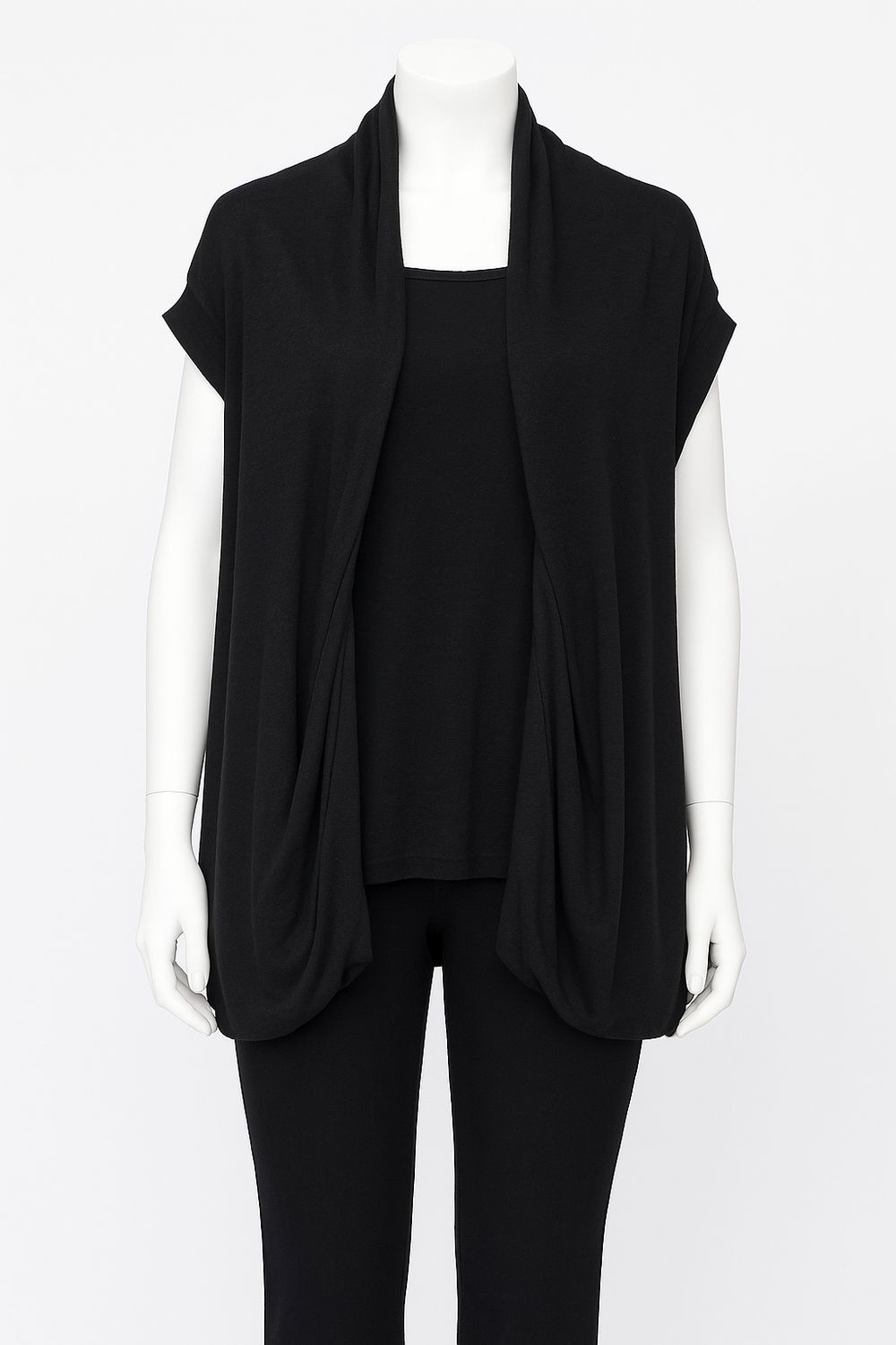 Draped Cocoon Sleeveless Cardigan Vest