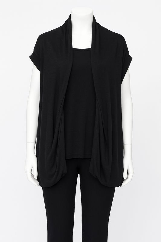 Draped Cocoon Sleeveless Cardigan Vest