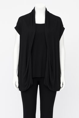 Draped Cocoon Sleeveless Cardigan Vest