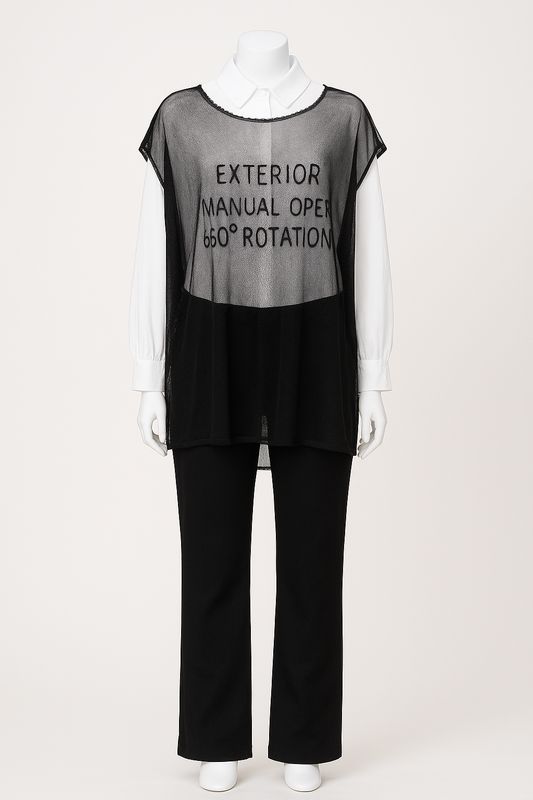 Sheer Graphic Mesh Overlay Tunic