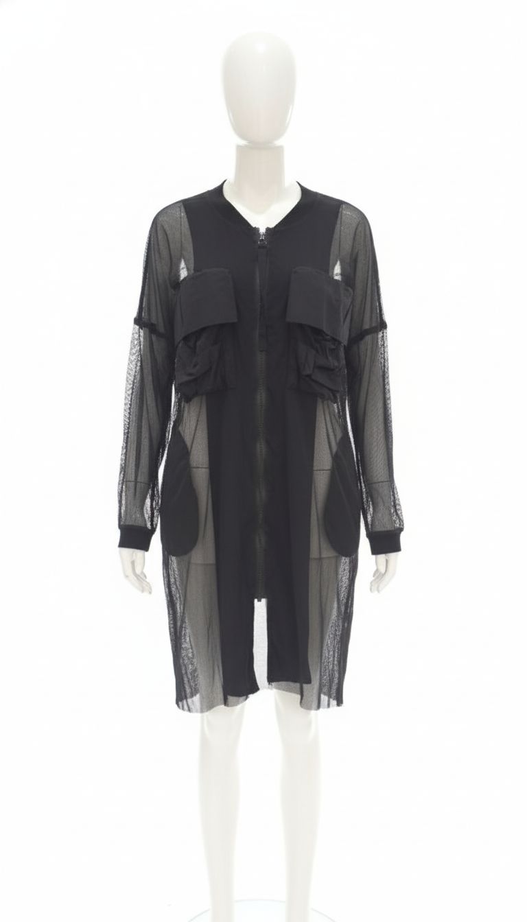 Sheer Utility Cargo Mesh Duster Jacket