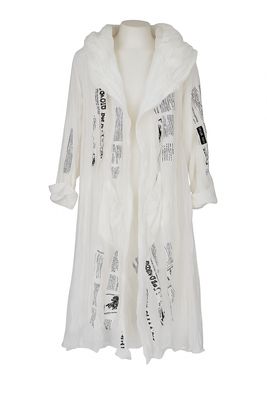 Textured Graphic Layered Long Coat