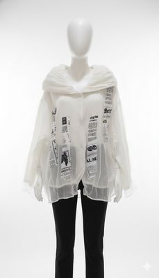 Textured Graphic Short Layer Jacket – White