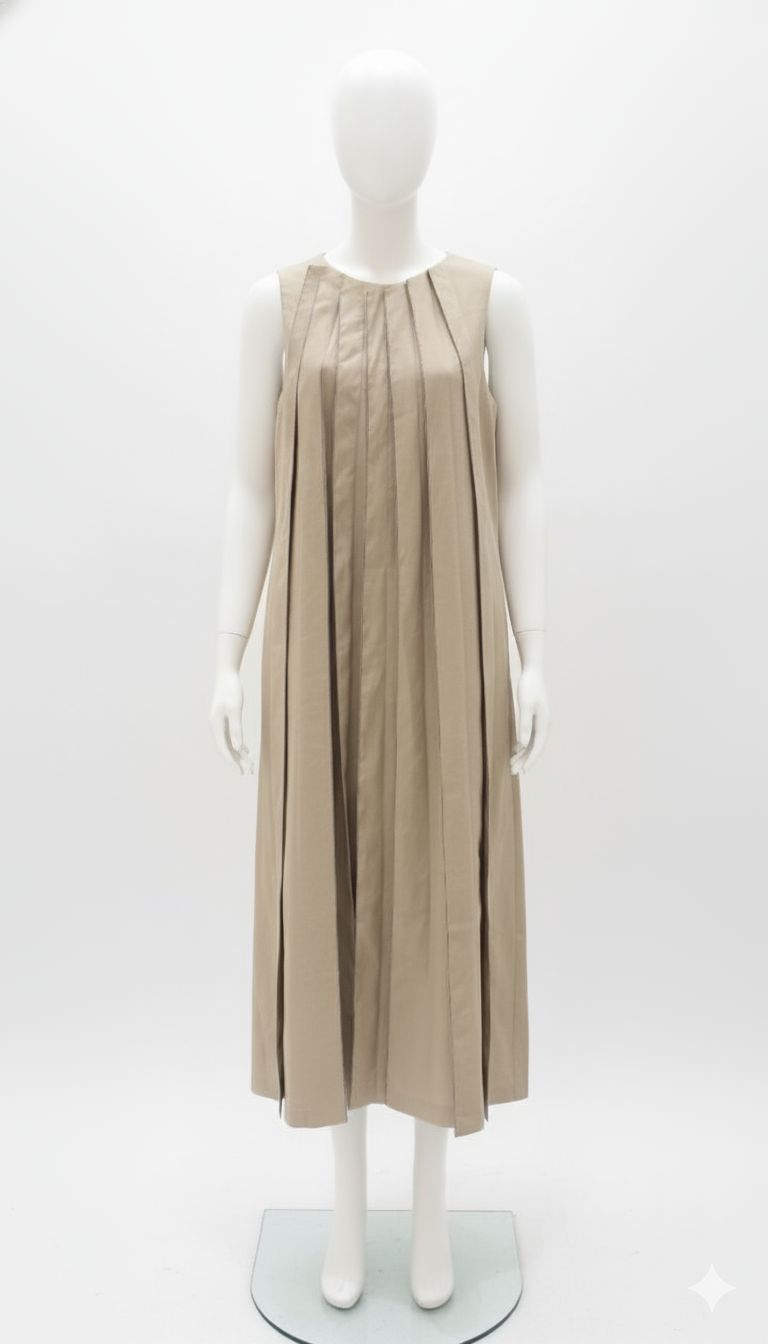 Architectural Pleated Column Maxi Dress