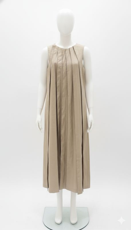 Architectural Pleated Column Maxi Dress