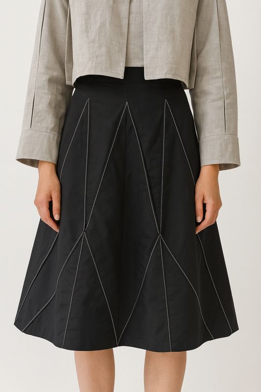 Black Structured A-Line Skirt