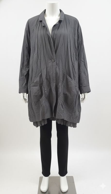 Smoky Grey Crinkled Lightweight Coat