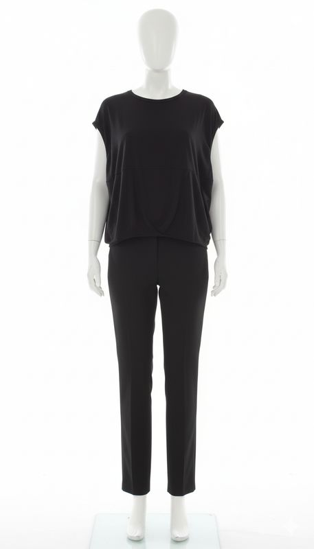 Black Sculptural Drape Sleeveless Tunic