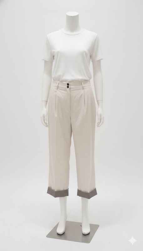 Ivory Sculpted Cuffed Trousers