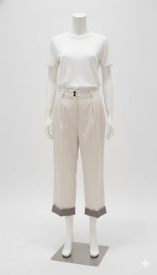 Ivory Sculpted Cuffed Trousers