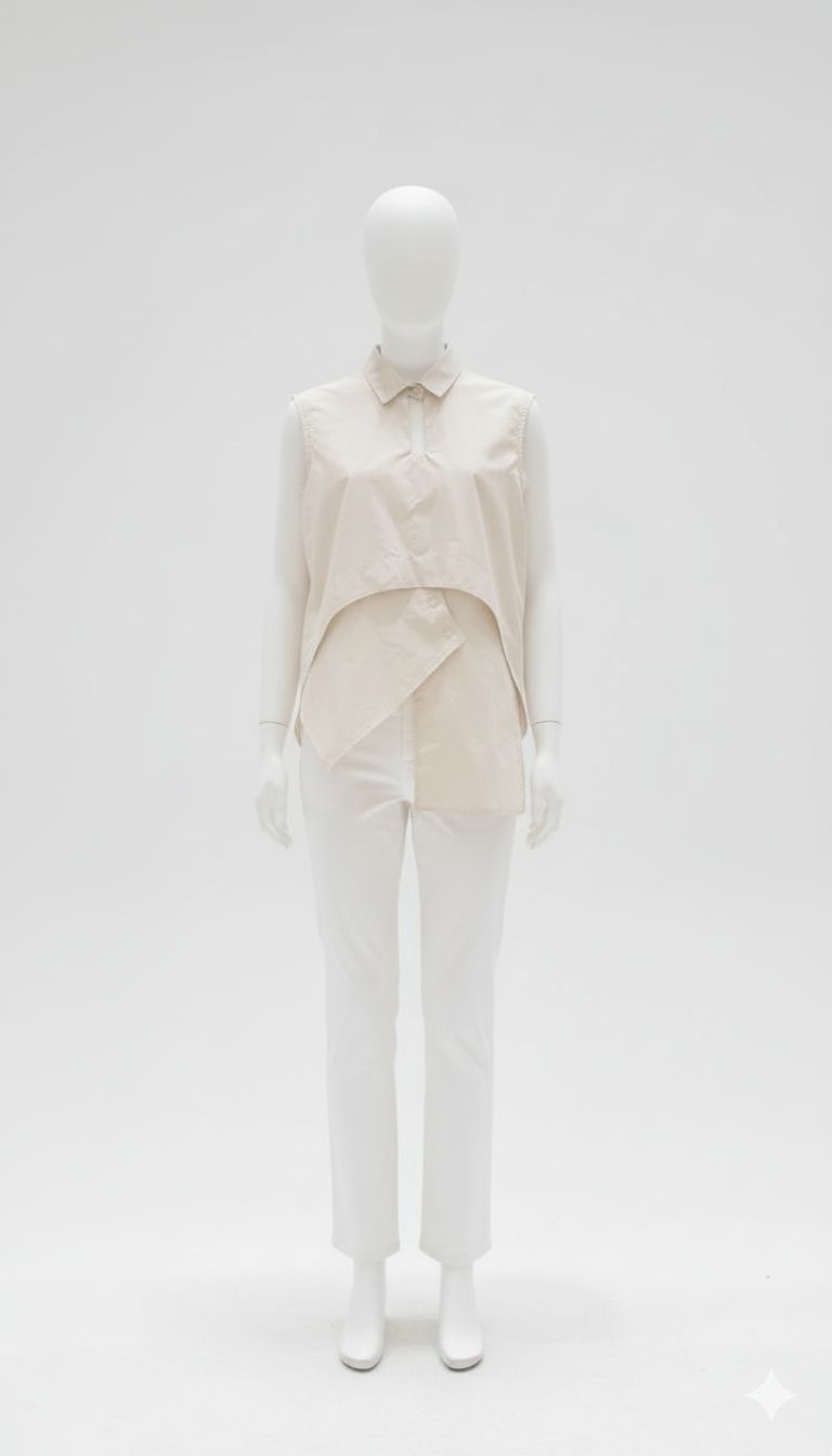 Ecru Sculptural Layered Sleeveless Top