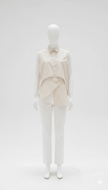 Ecru Sculptural Layered Sleeveless Top