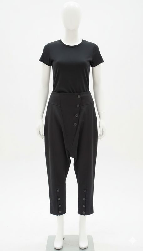 Black High-Waist Drop-Crotch Trousers
