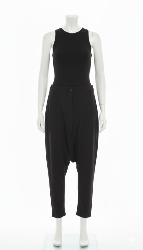 Black Tapered Drop-Crotch Trousers