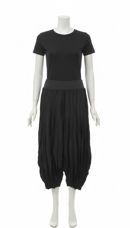 Black Sculptural Ruched Balloon Trousers